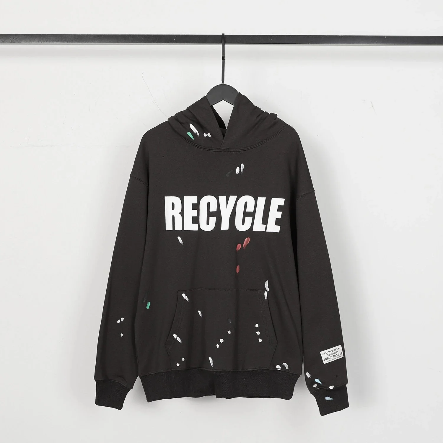 Distressed brain print casual loose hooded sweatshirt for men and women
