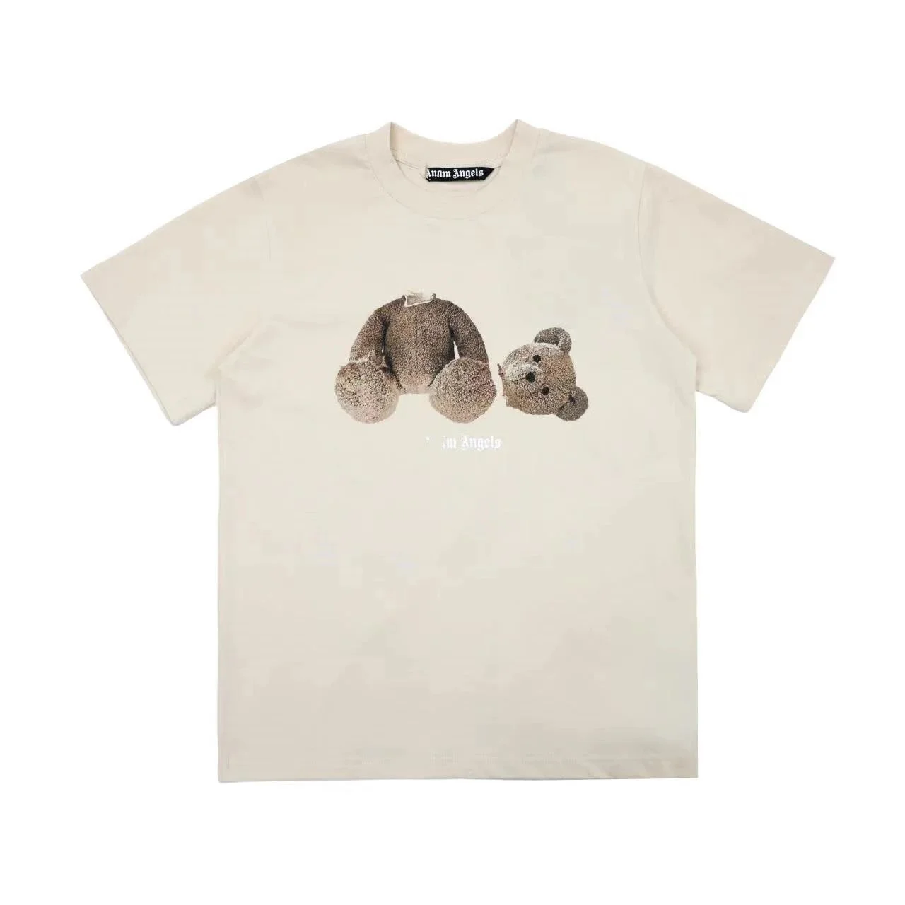 PA palm letter print round neck short-sleeved loose T-shirt