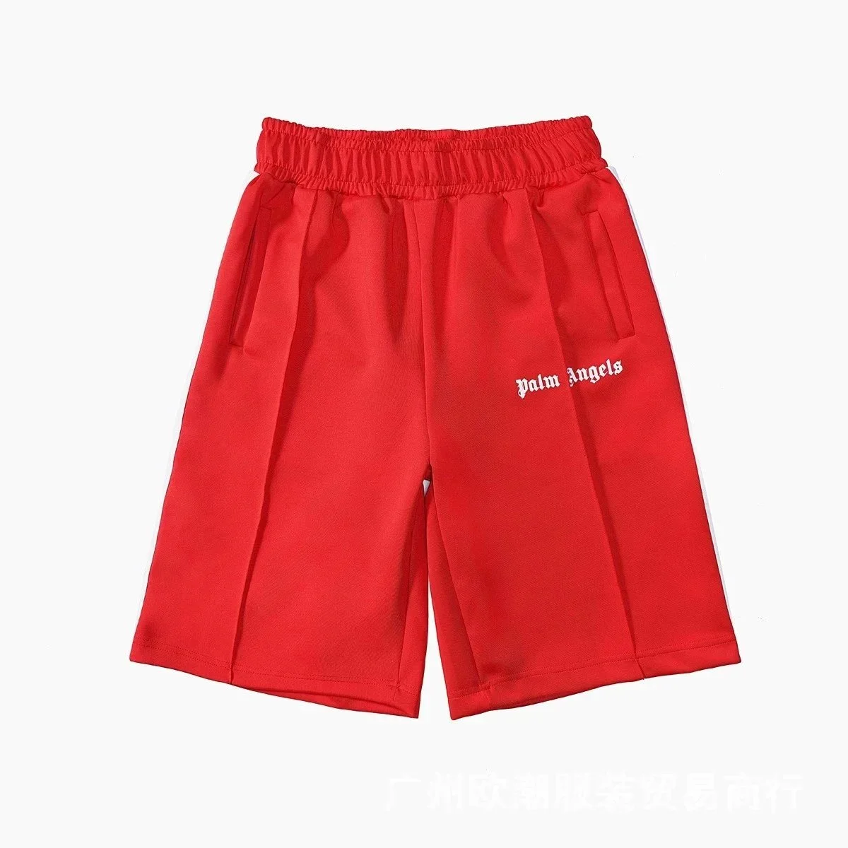 Casual side striped shorts elastic waist men's and women's sports quarter pants