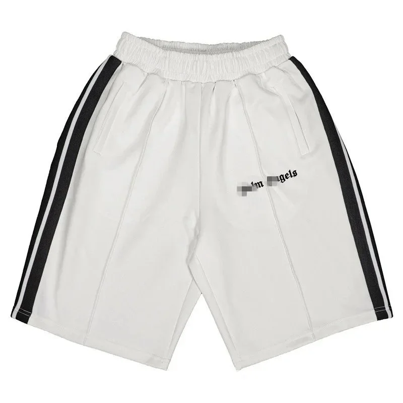 Casual side striped shorts elastic waist men's and women's sports quarter pants product image