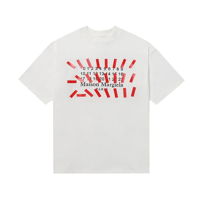 MM6 digital pattern round neck men's and women's trendy short-sleeved T-shirt series