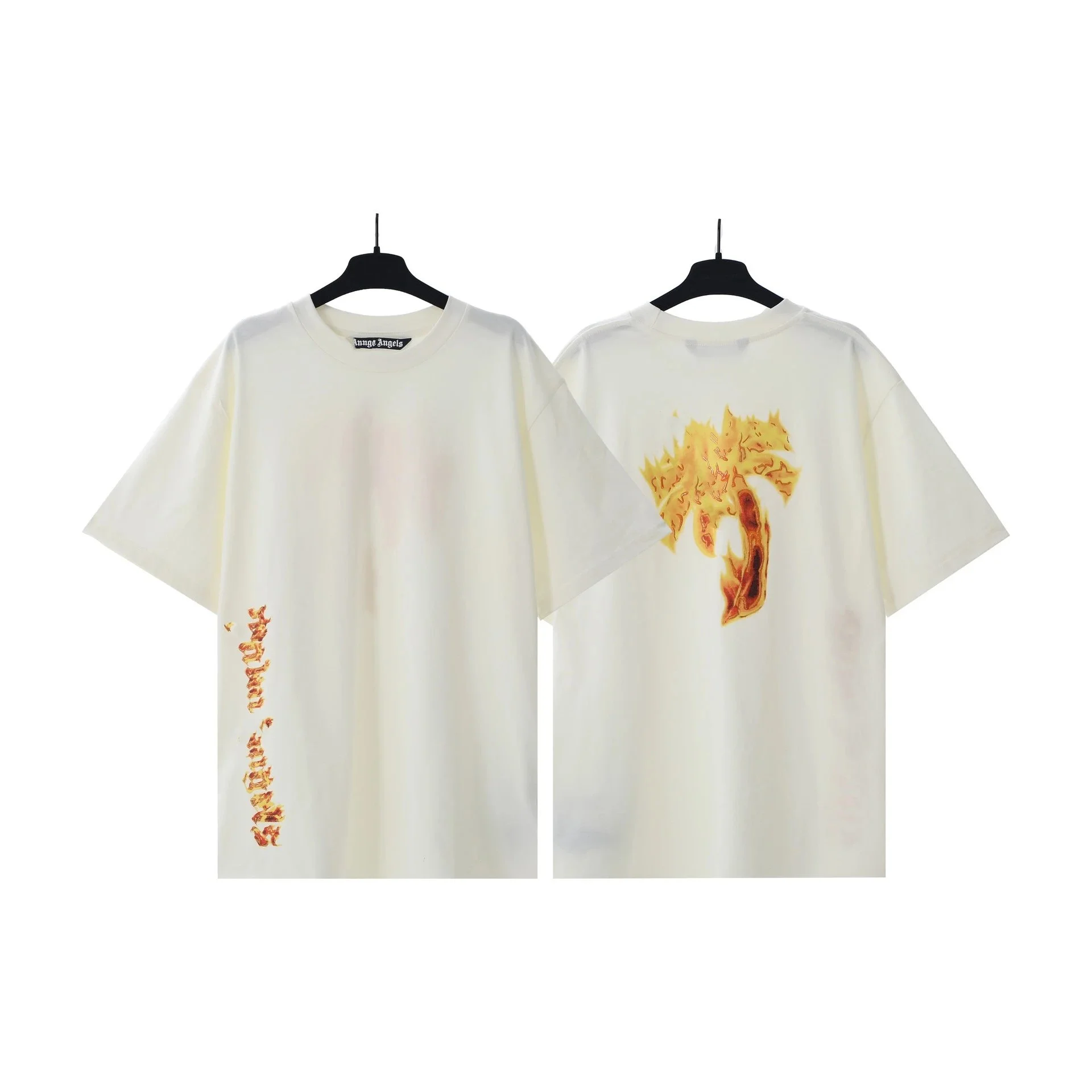 PA palm letter print round neck short-sleeved loose T-shirt