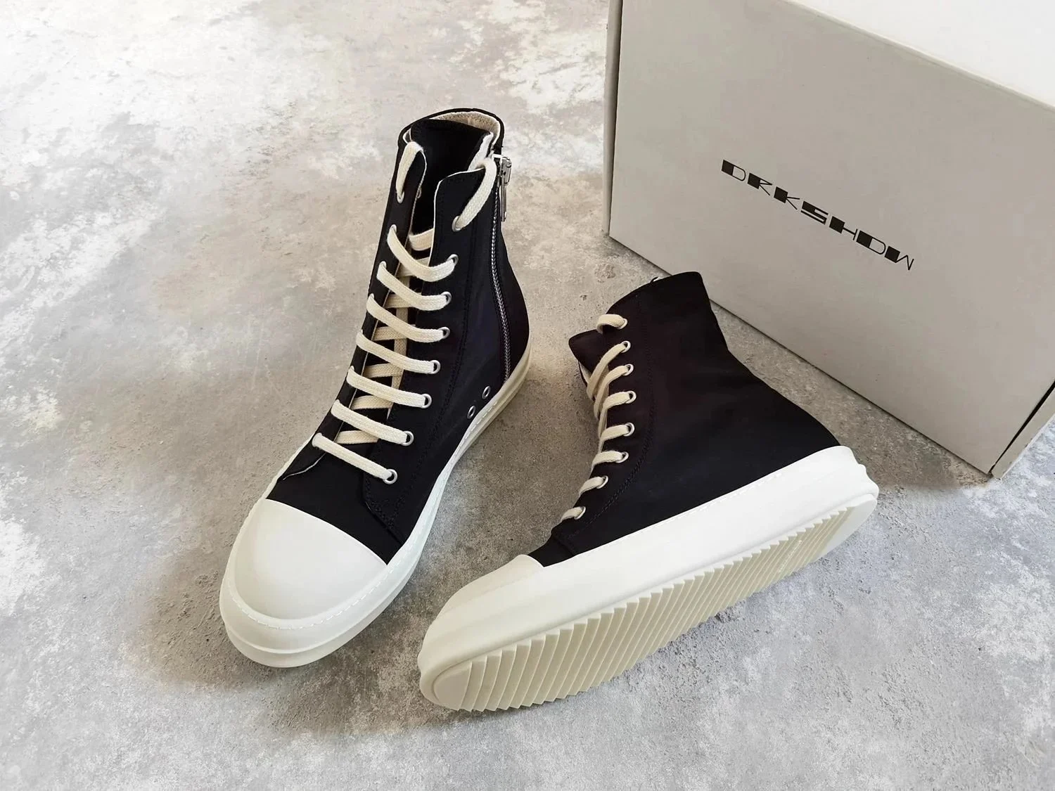 RICK OWENS RO multi-line drkshdw multi-line horizontal stripe satin high-top large Converse