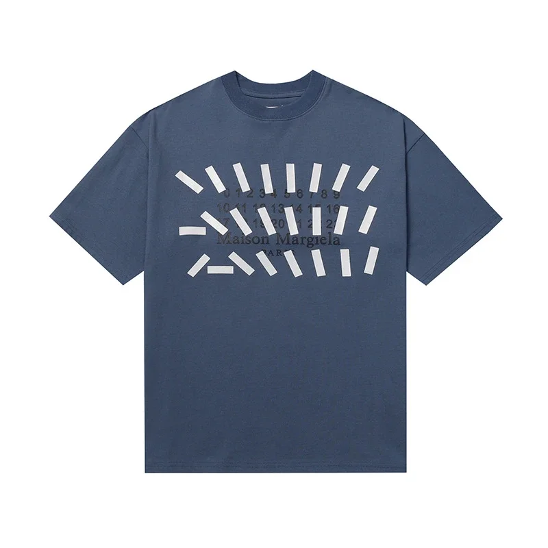 MM6 digital pattern round neck men's and women's trendy short-sleeved T-shirt series