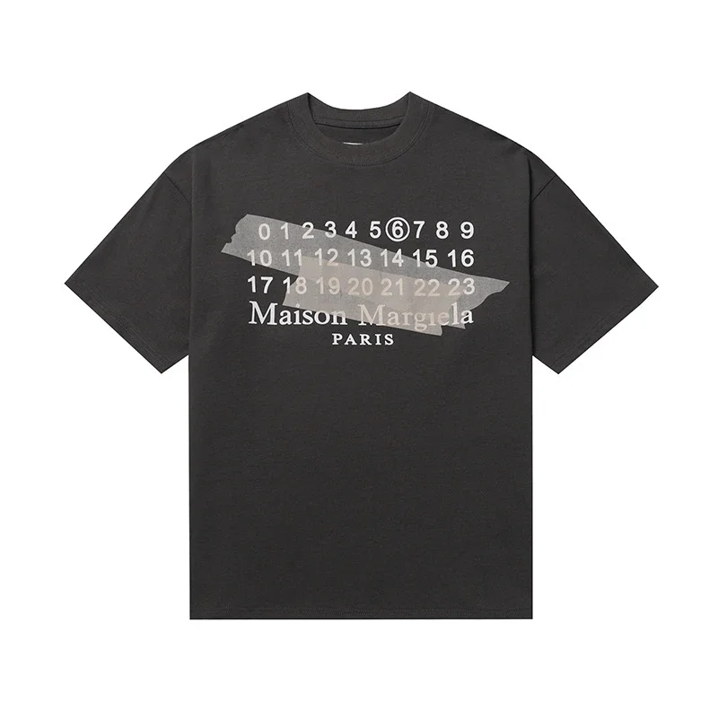 MM6 digital pattern round neck men's and women's trendy short-sleeved T-shirt series