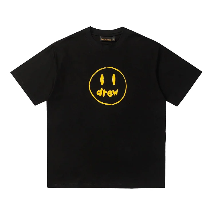 DREW HUOSE Summer classic Justin Bieber matching smiley face pattern round neck versatile T-shirt for couples(pic10) DREW HUOSE Summer classic Justin Bieber matching smiley face pattern round neck versatile T-shirt for couples