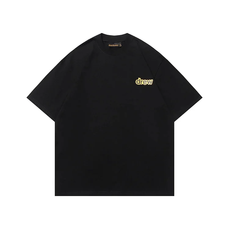 DREW HUOSE Summer classic Justin Bieber matching smiley face pattern round neck versatile T-shirt for couples(pic25) DREW HUOSE Summer classic Justin Bieber matching smiley face pattern round neck versatile T-shirt for couples