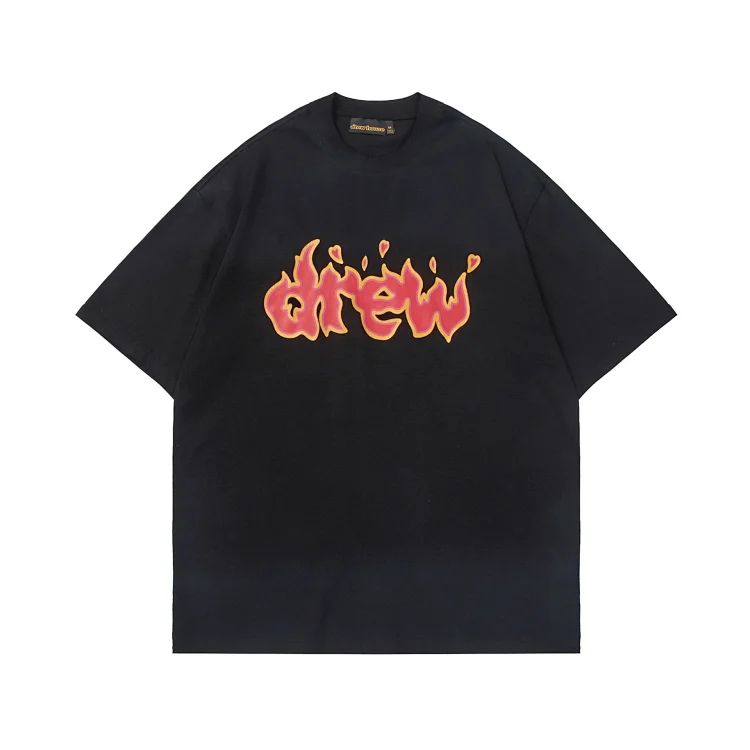 DREW HUOSE Summer classic Justin Bieber matching smiley face pattern round neck versatile T-shirt for couples(pic30) DREW HUOSE Summer classic Justin Bieber matching smiley face pattern round neck versatile T-shirt for couples