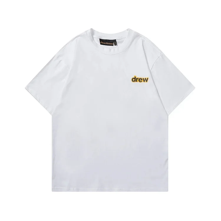 DREW HUOSE Summer classic Justin Bieber matching smiley face pattern round neck versatile T-shirt for couples(pic33) DREW HUOSE Summer classic Justin Bieber matching smiley face pattern round neck versatile T-shirt for couples