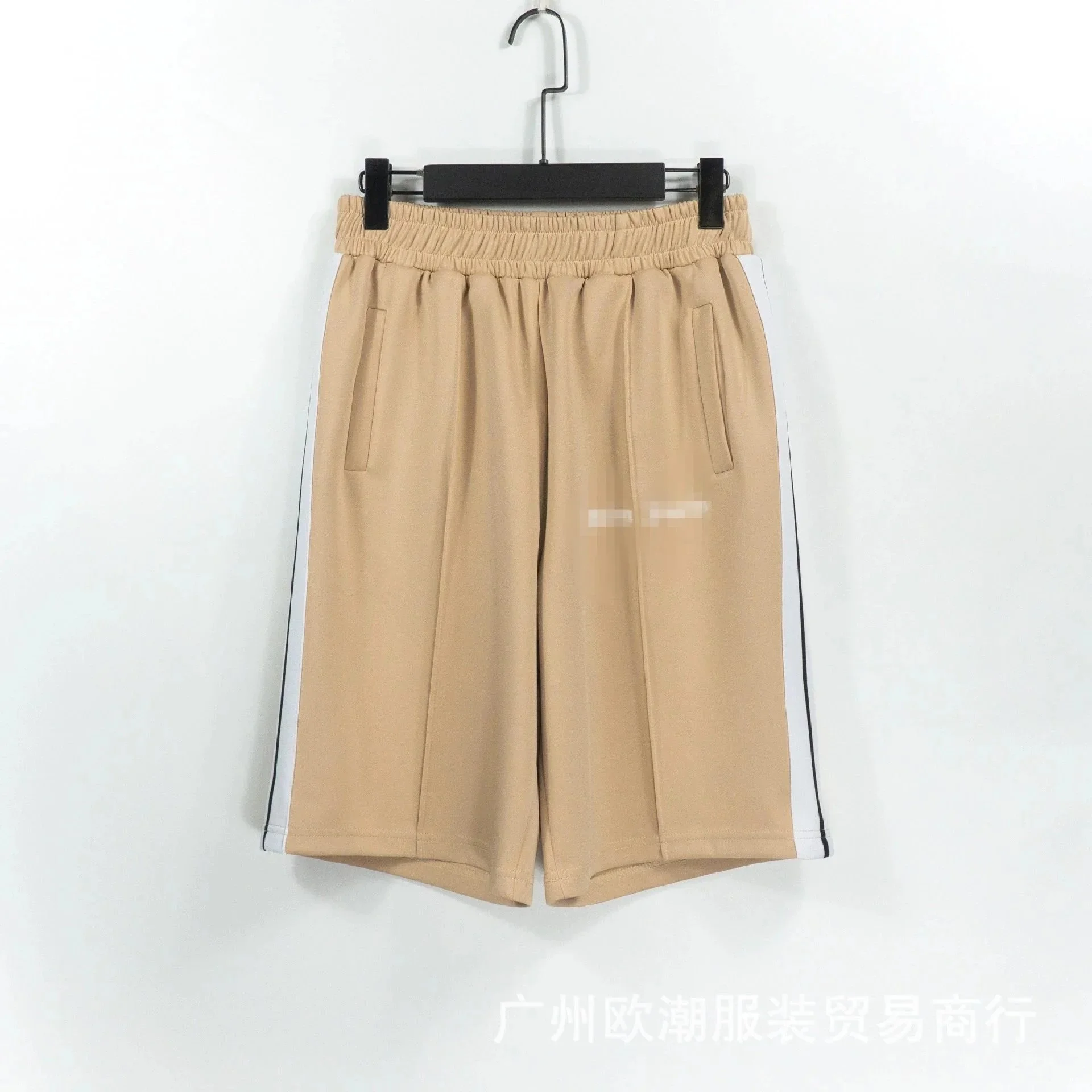 Casual side striped shorts elastic waist men's and women's sports quarter pants product image