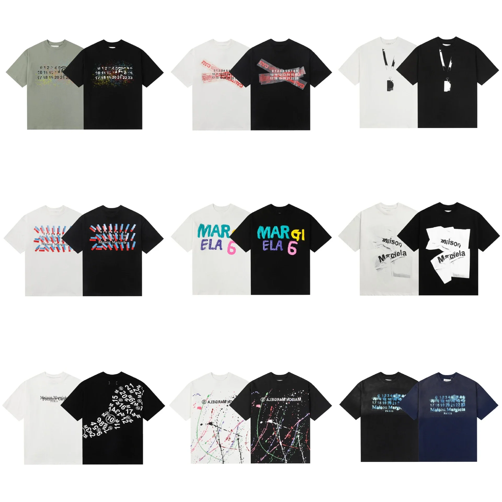 MM6 digital pattern round neck men's and women's trendy short-sleeved T-shirt series