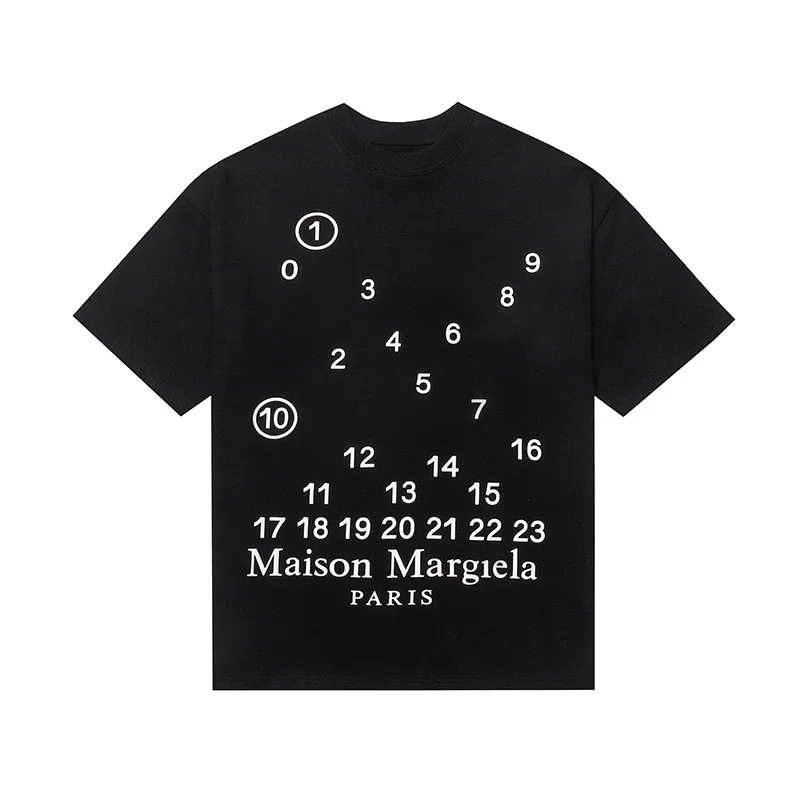 MM6 digital pattern round neck men's and women's trendy short-sleeved T-shirt series