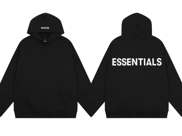 Fear of God Essentials Black Oversized Hoodie - 1