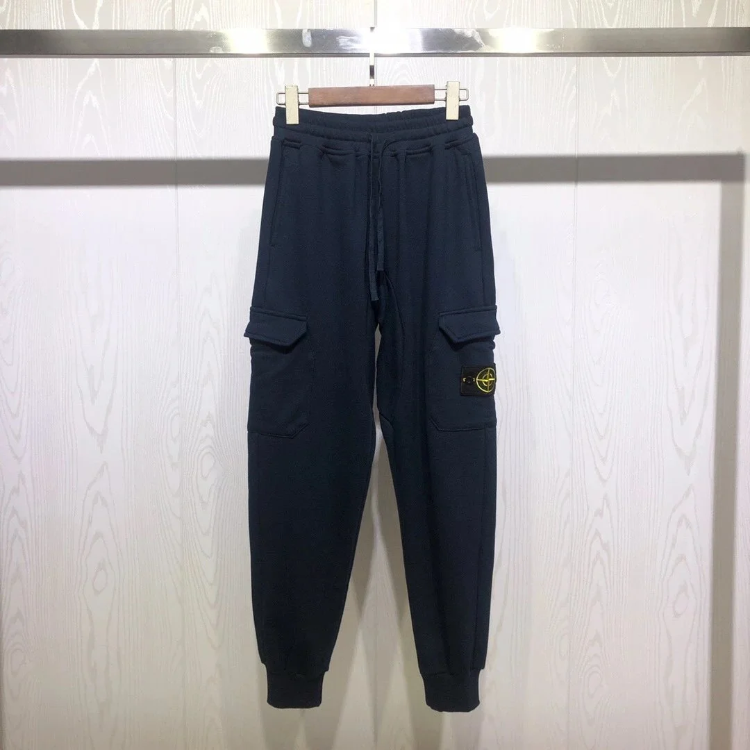 Cross-border Sto*ne Island Stone Island 2024fw men's tapered cotton sweatpants autumn and winter overalls sweatpants black