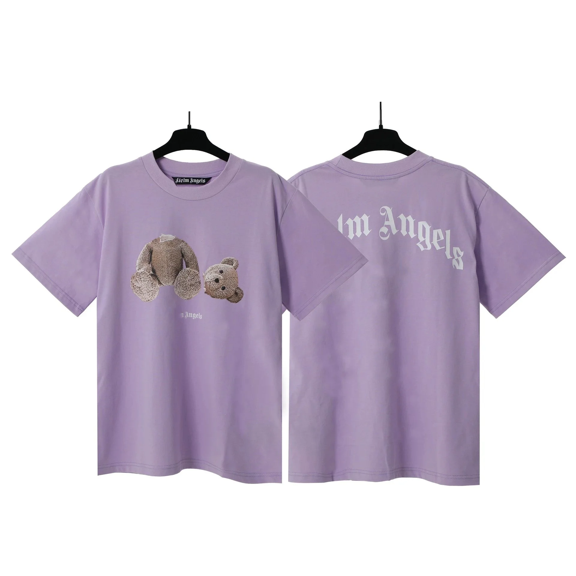 PA palm letter print round neck short-sleeved loose T-shirt