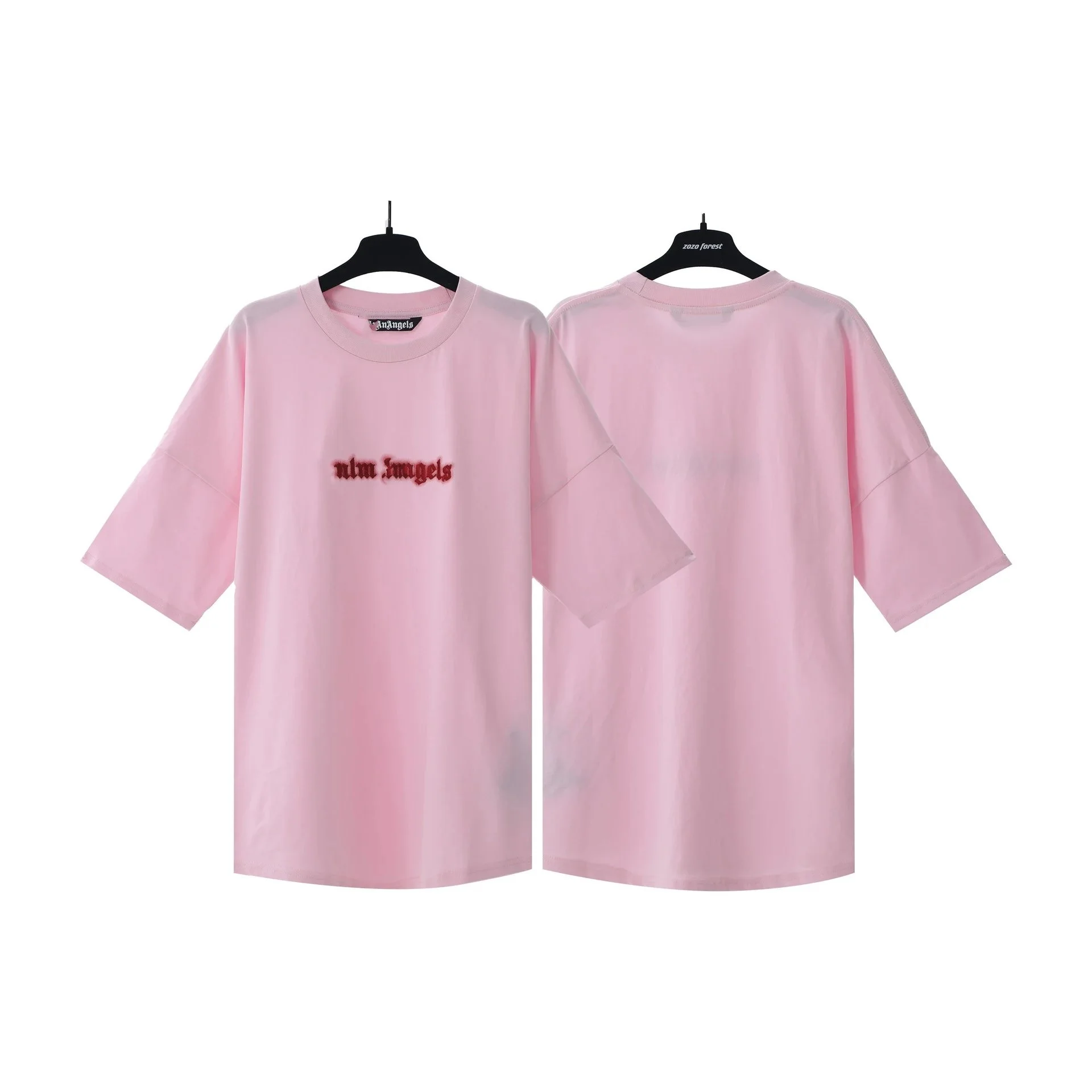 PA palm letter print round neck short-sleeved loose T-shirt