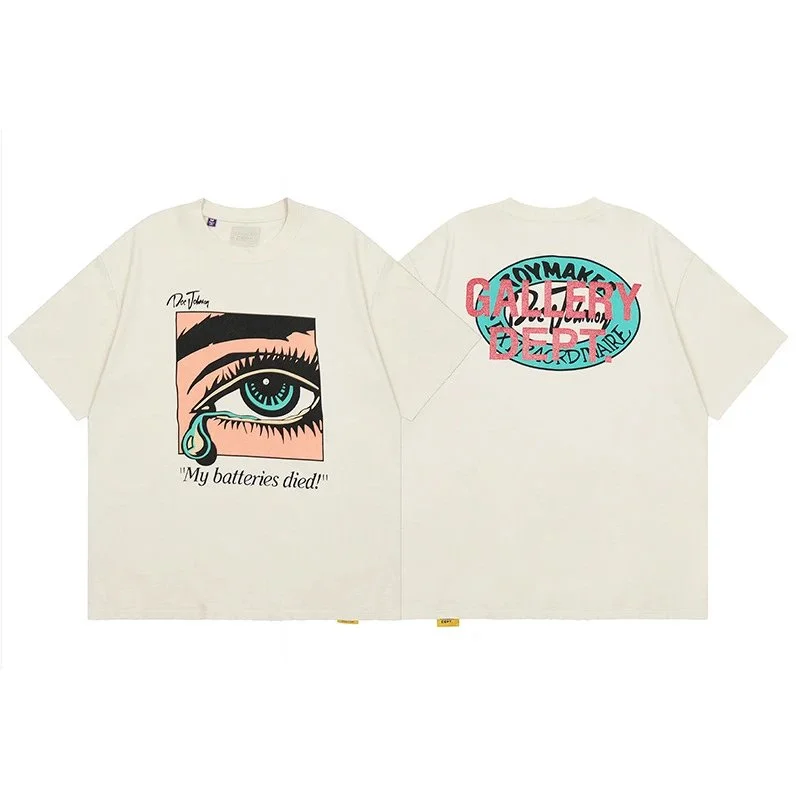 Gallery dept American fashion brand short-sleeved Vintage summer loose retro washed old high street T-shirt for men