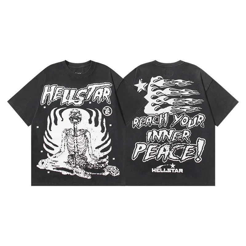 2024 summer new American trendy brand men's and women's couple wear large size loose washed short-sleeved T-shirt teenagers tee