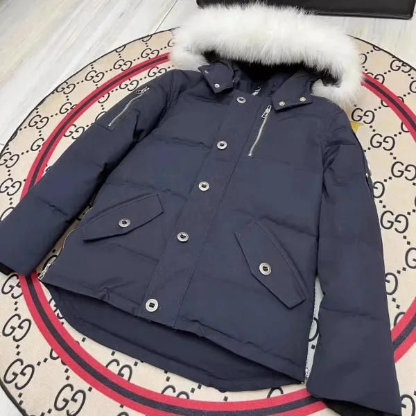 Canada Goose Expedition Parka Navy Blue with White Fur Trim - 1