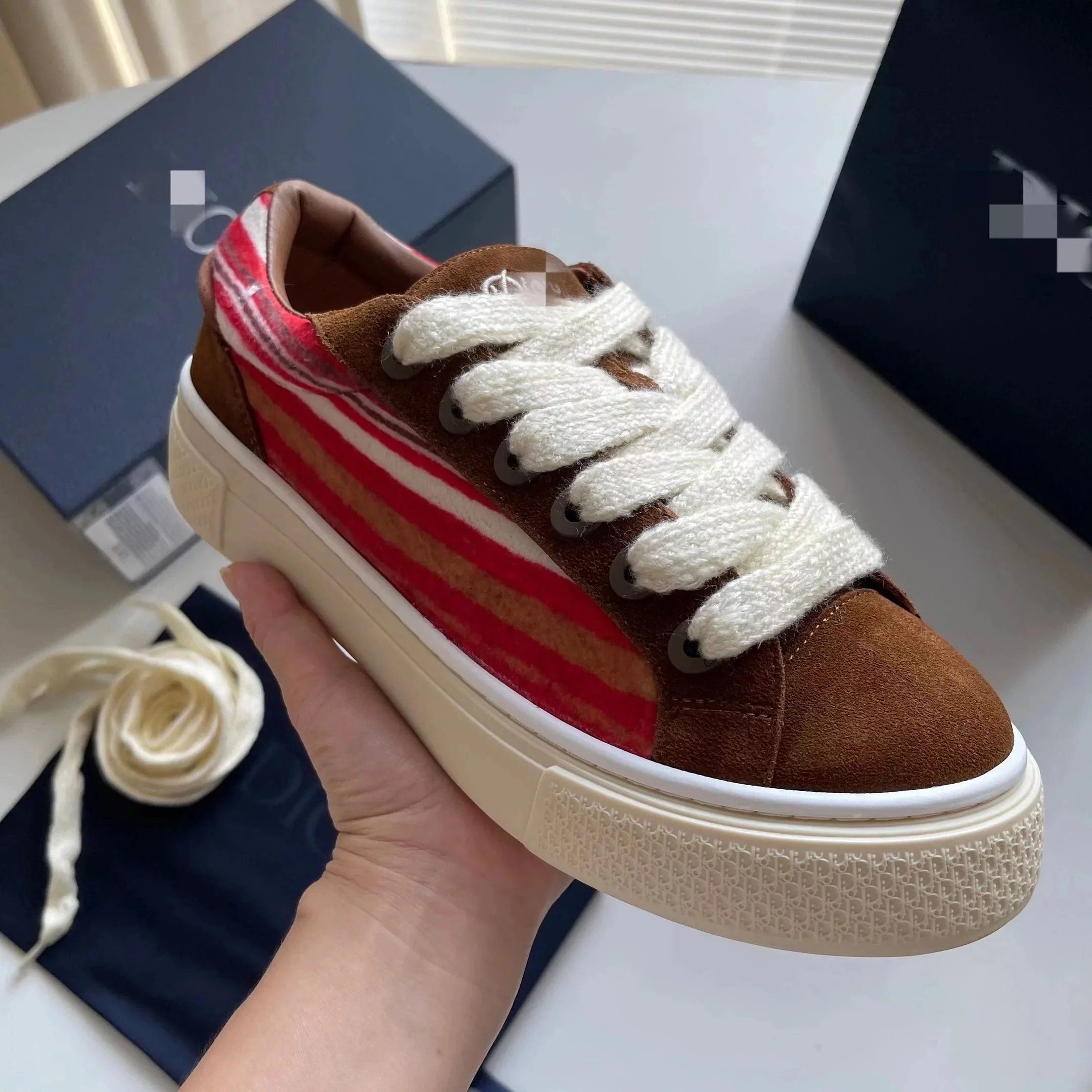 Brown red white