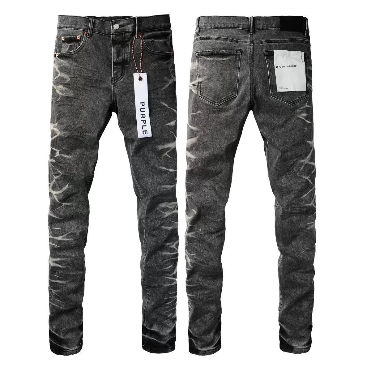 Purple Brand Jeans Distressed slim-fit — PD-K33 gray with label