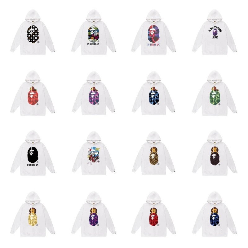 Single-sided printed hooded terry pullover sweatshirt casual loose long sleeves WS+852 65514341