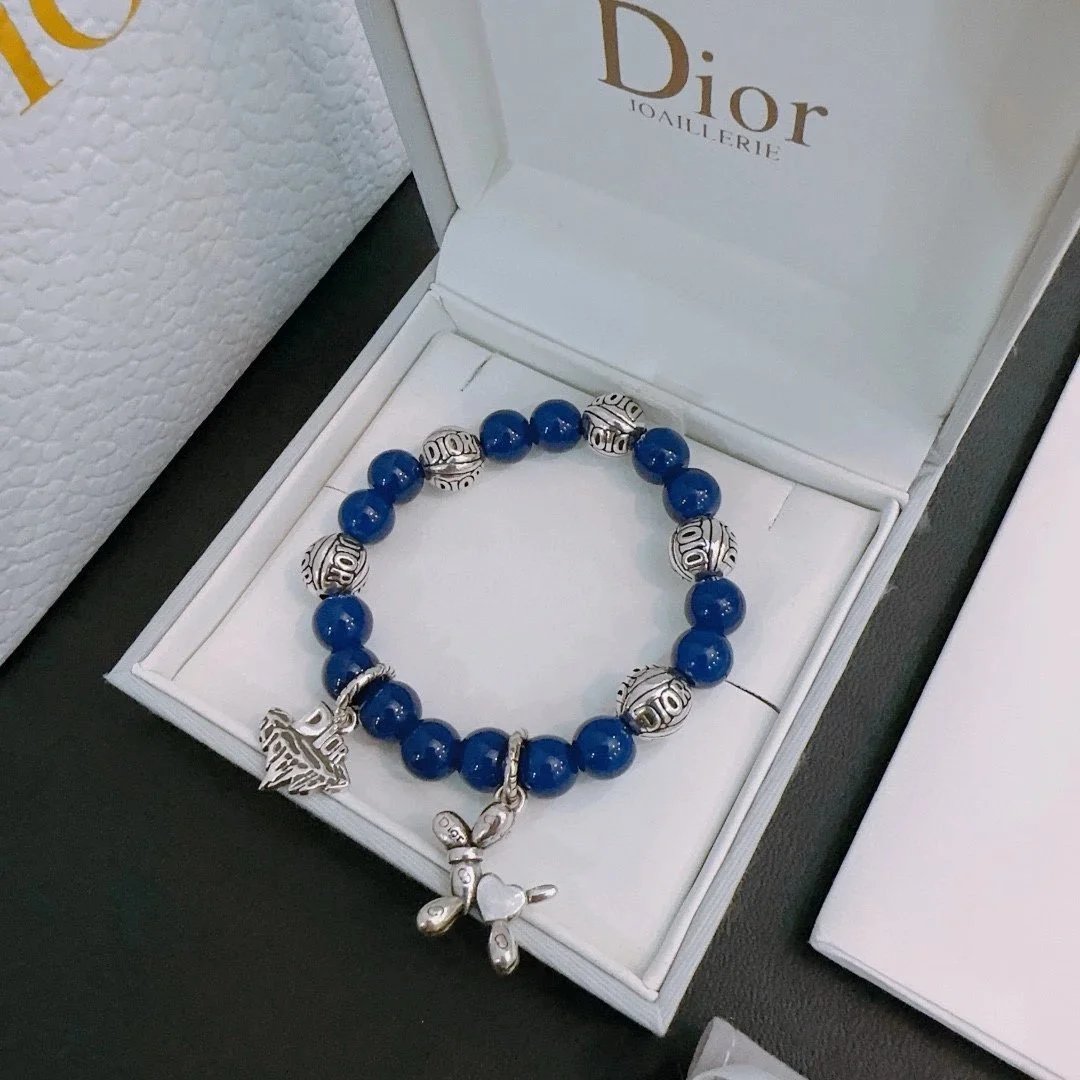 Dior Blue Beaded Charm Bracelet