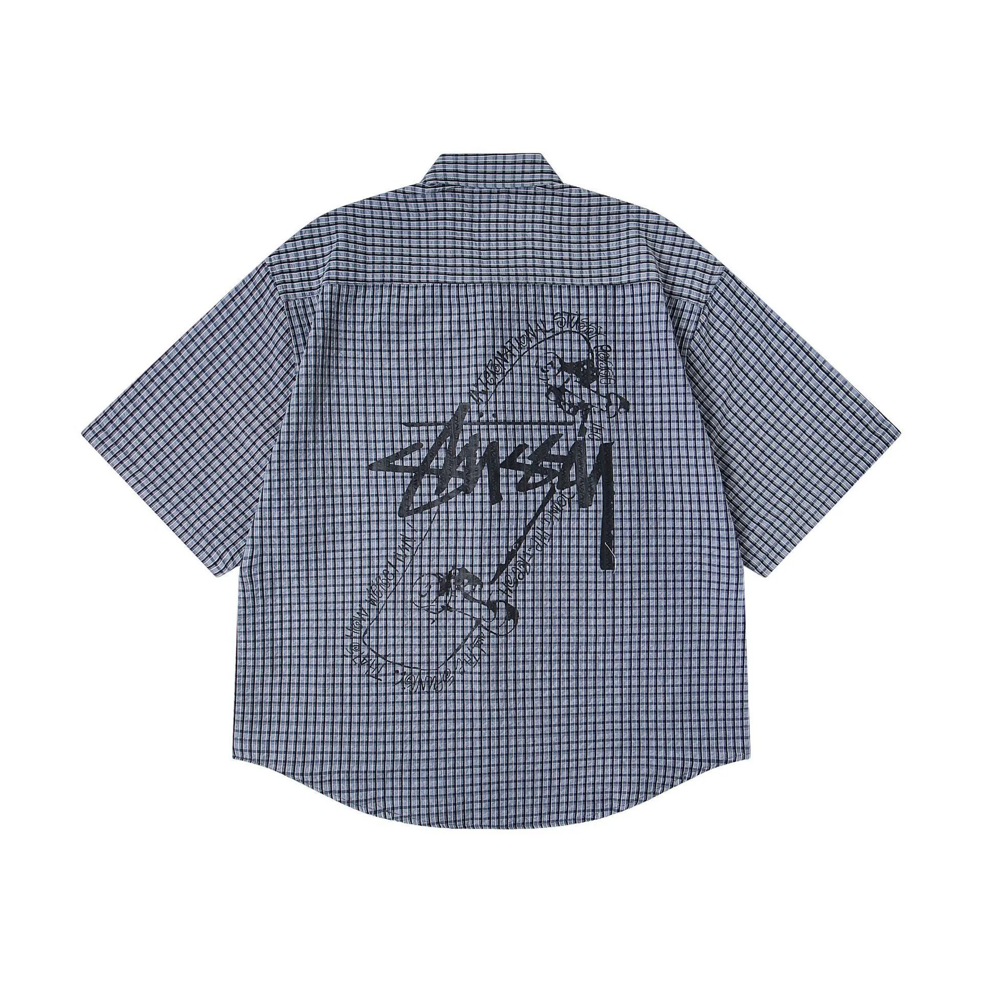 Printed Collared Striped Short-Sleeved Shirt photo 4