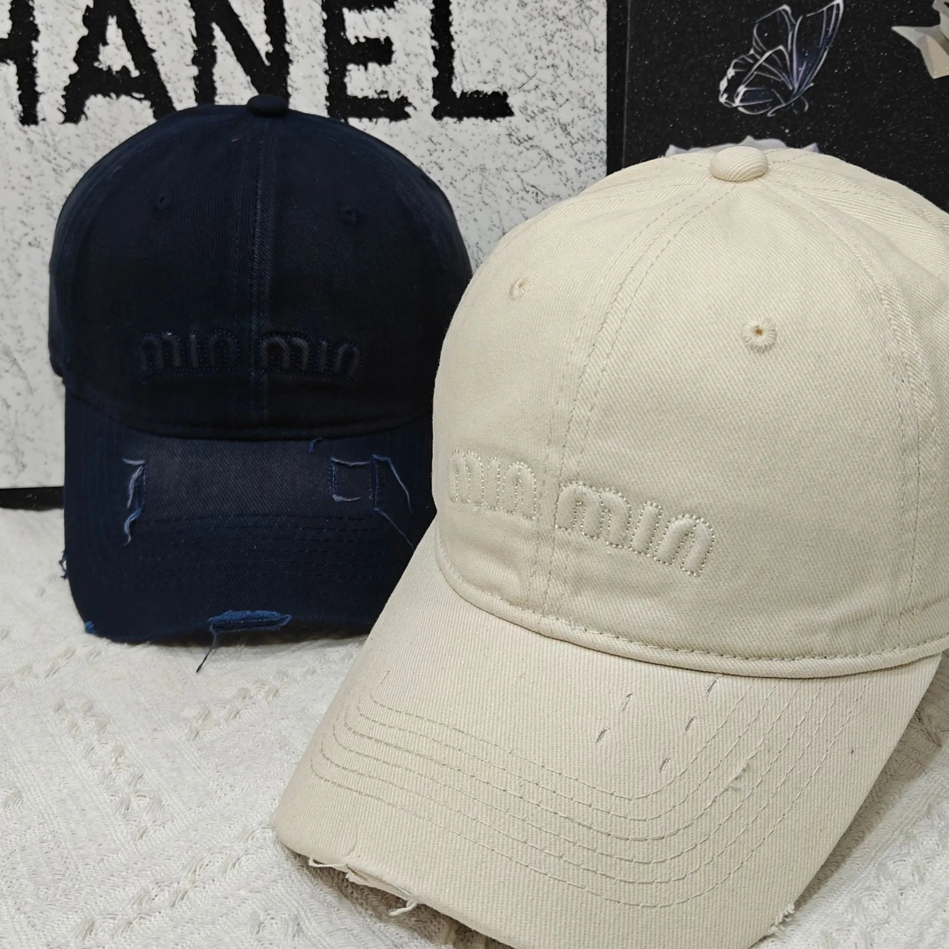 Miu Miu Beige Embroidered Baseball Cap