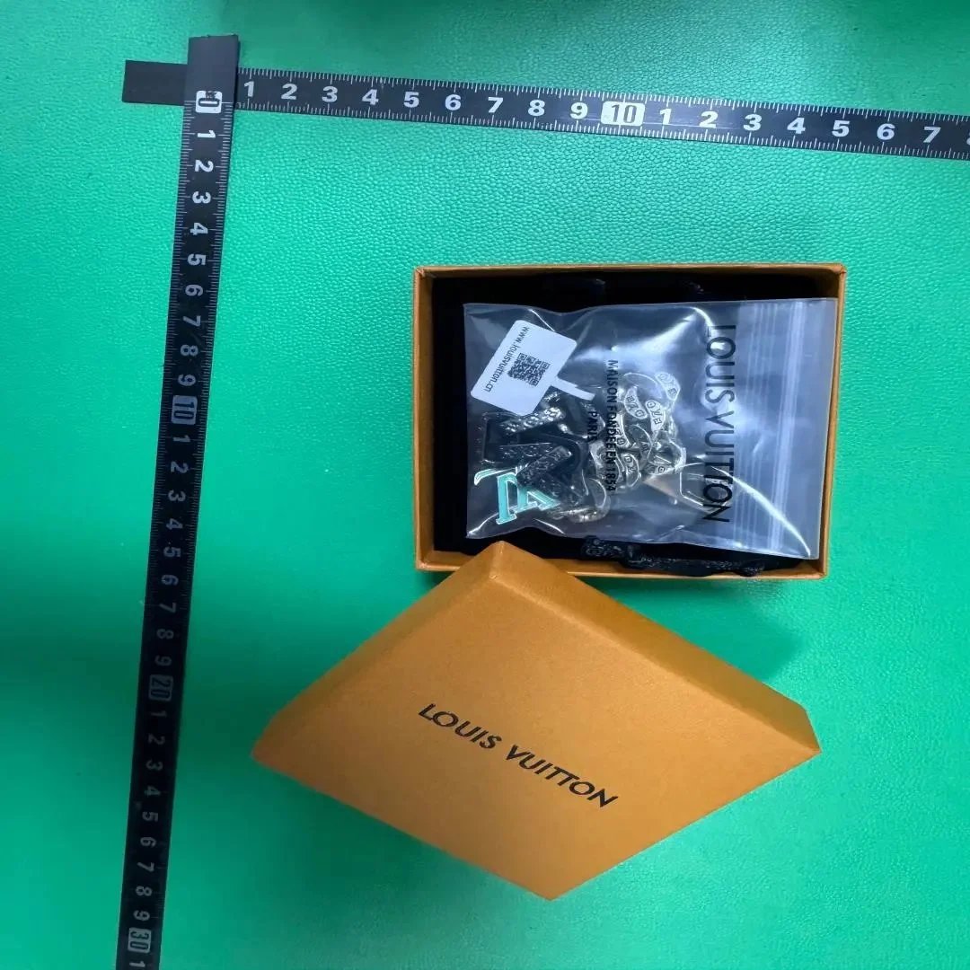 Louis Vuitton Chain Bracelet Silver Green Monogram Style