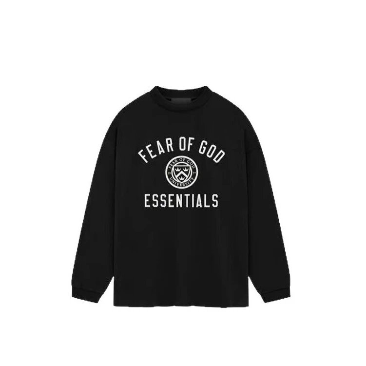 Fear Of God Essentials Black University Logo Crewneck Sweatshirt