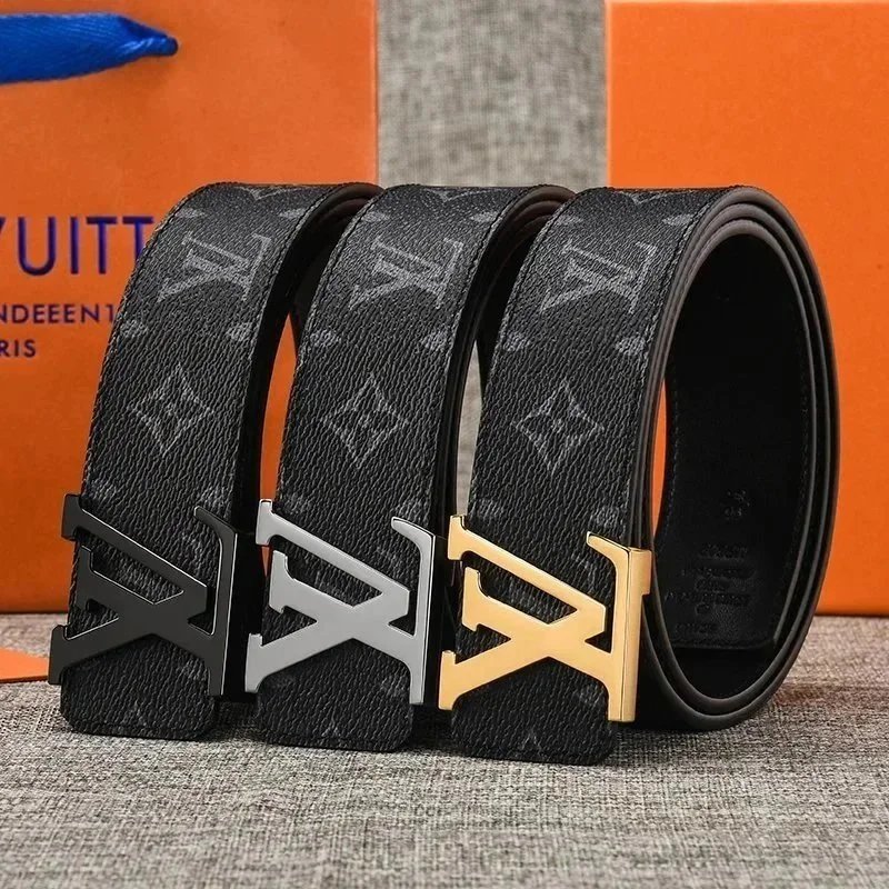 Louis Vuitton Reversible Monogram Brown Black Damier Gray Checkered Leather Belt