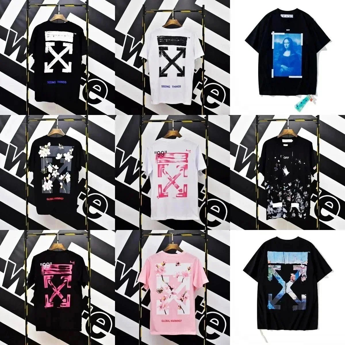 Off White Arrow Print Black White Graphic T-Shirt