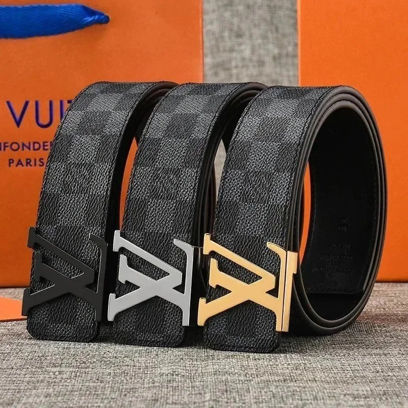 Louis Vuitton Reversible Monogram Brown Black Damier Gray Checkered Leather Belt