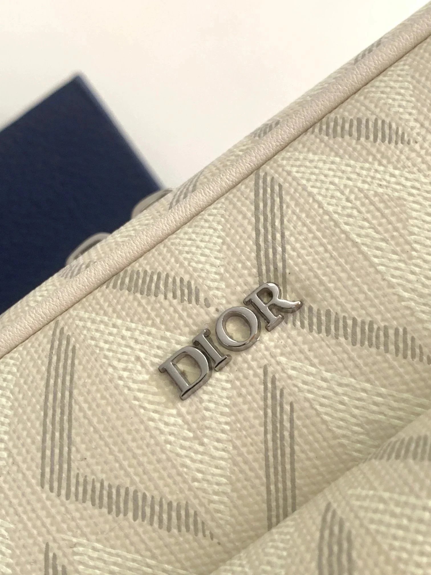 Monogram Print Off-White Rectangular Crossbody Bag