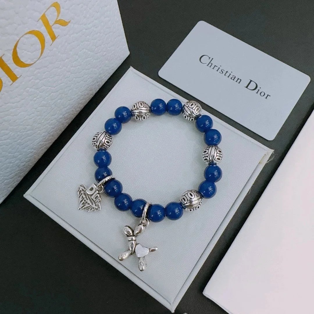 Dior Blue Beaded Charm Bracelet