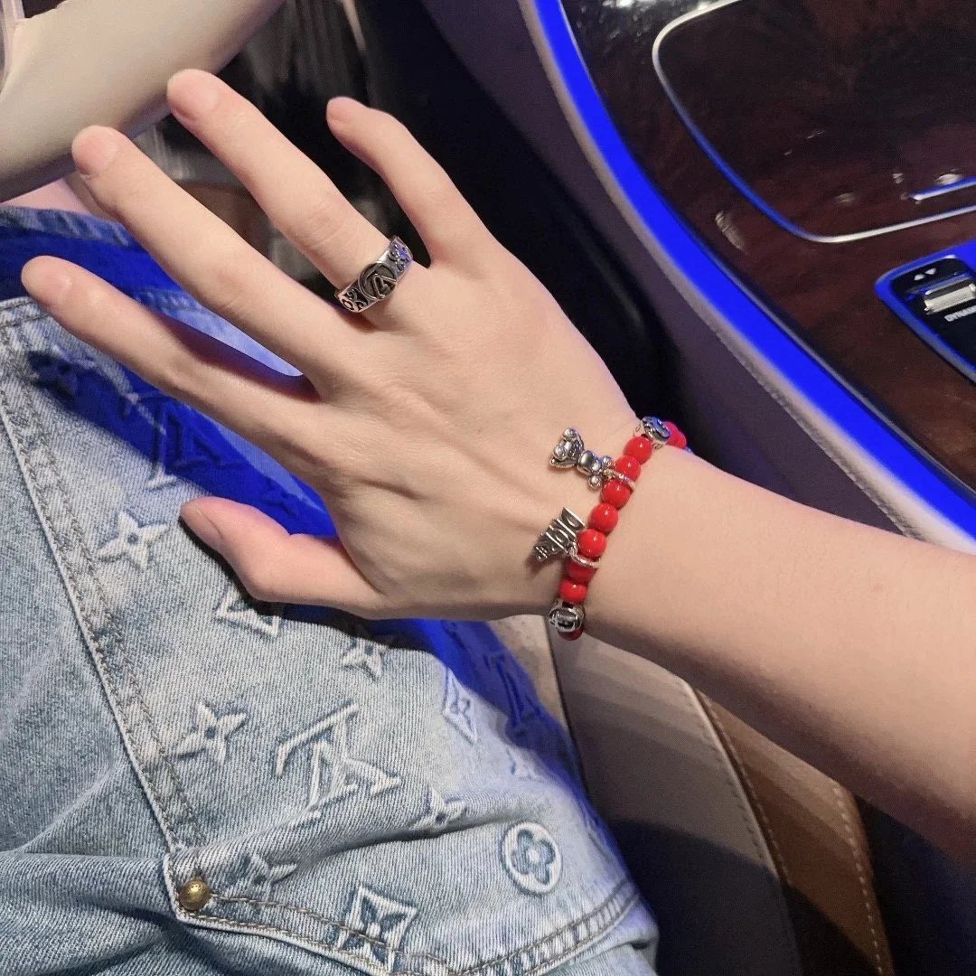 Dior Beaded Red Charm Bracelet
