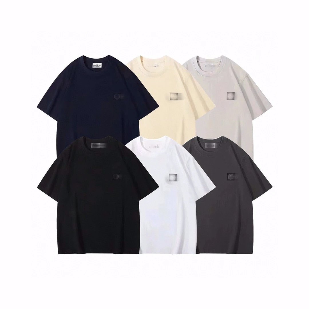 Stone Island Logo Patch Black Beige White Pink Dark Green Khaki Oversized T-Shirt