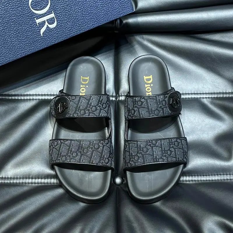 Dior Slide Sandals Black White Green Gray Monogram Logo Flat Slides