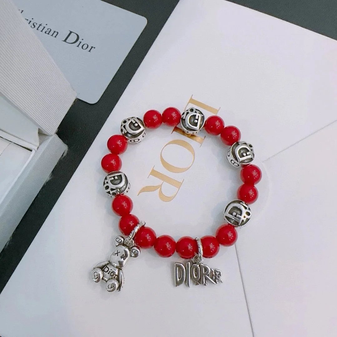 Dior Beaded Red Charm Bracelet