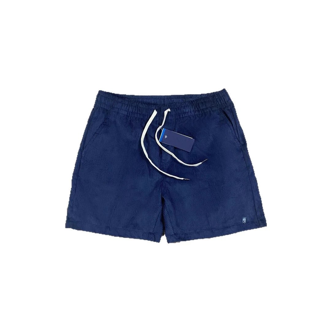 Corduroy Shorts Beige Navy White Elastic Waist休闲短裤