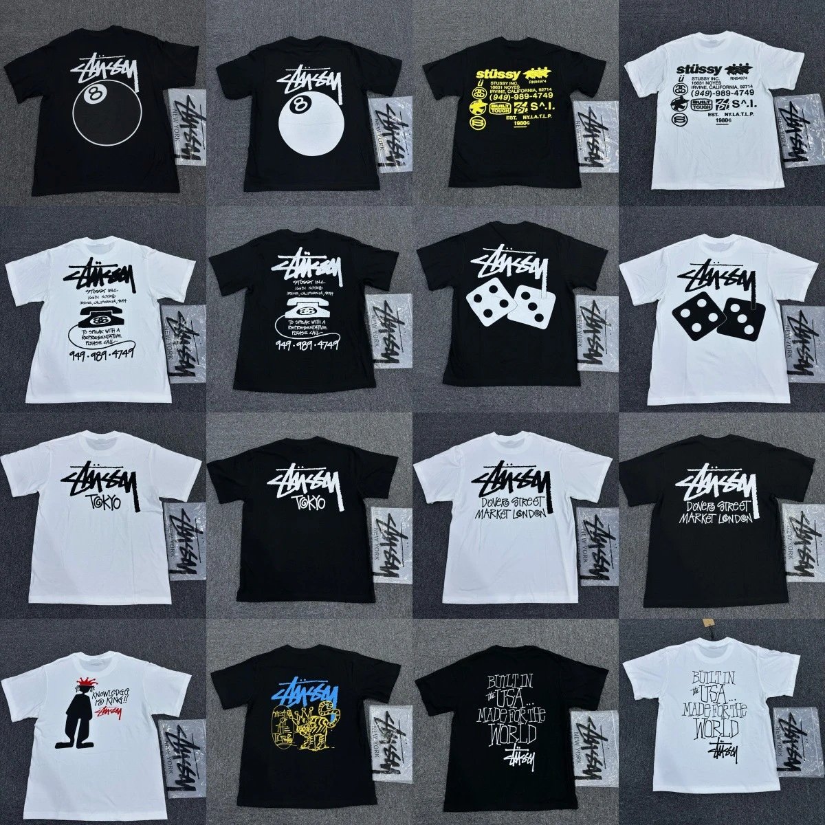 Stussy Graphic Print Black White Streetwear T-Shirt