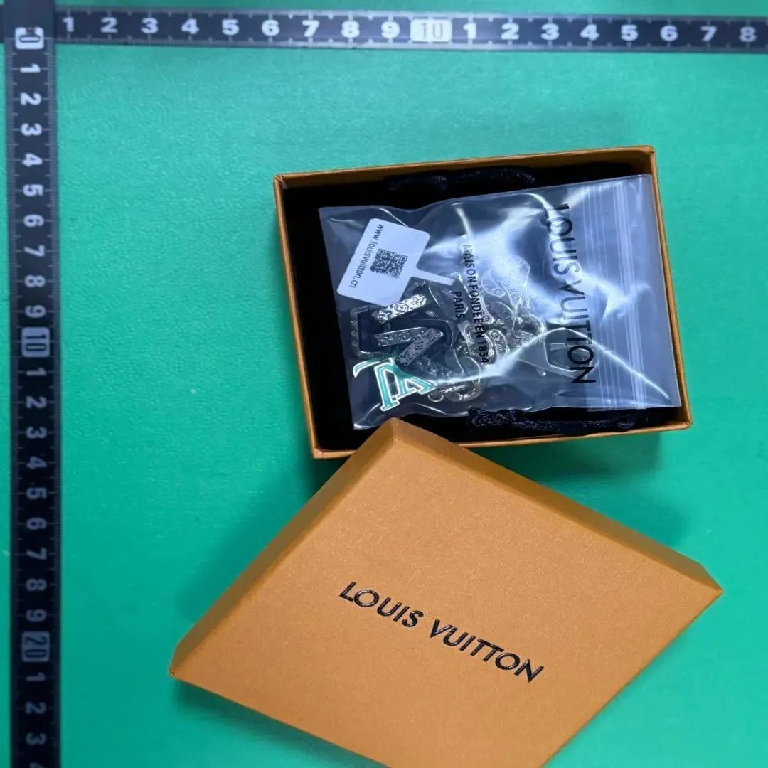 Louis Vuitton Chain Bracelet Silver Green Monogram Style