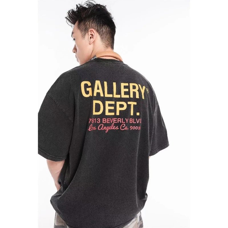 Gallery Dept. Graphic Print Black Olive Navy White Casual T-Shirt