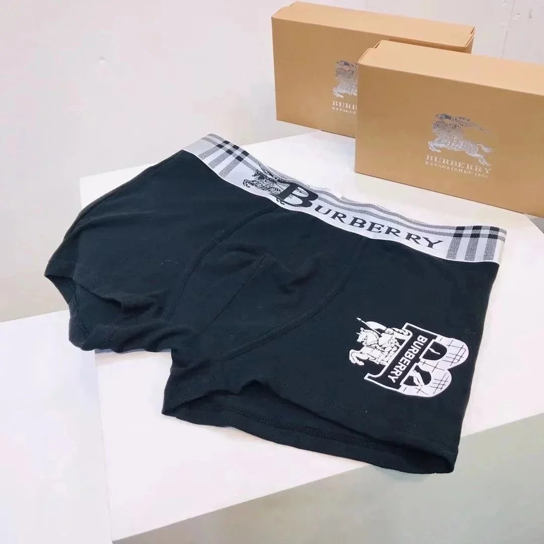 Burberry Classic Navy Gray Black Logo Waistband Boxer Briefs