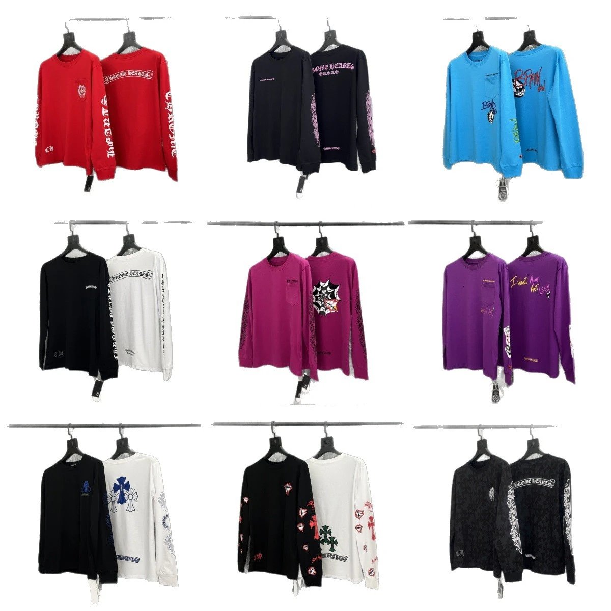 Chrome Hearts Long Sleeve T-Shirt Red Black Blue White Purple Graphic Streetwear