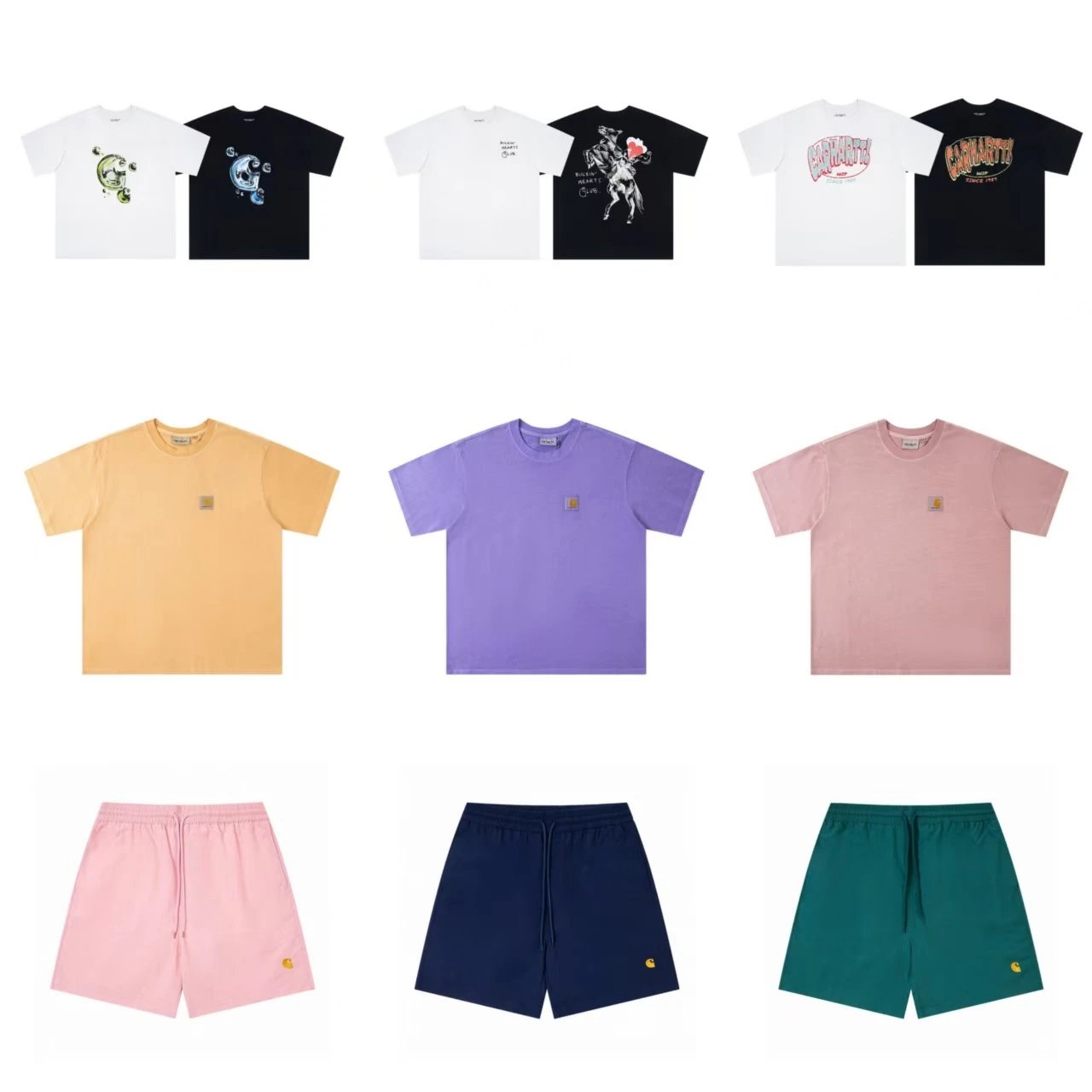 Carhartt Couple Short Sleeve T Shirts With Pocket Patch Embroidery