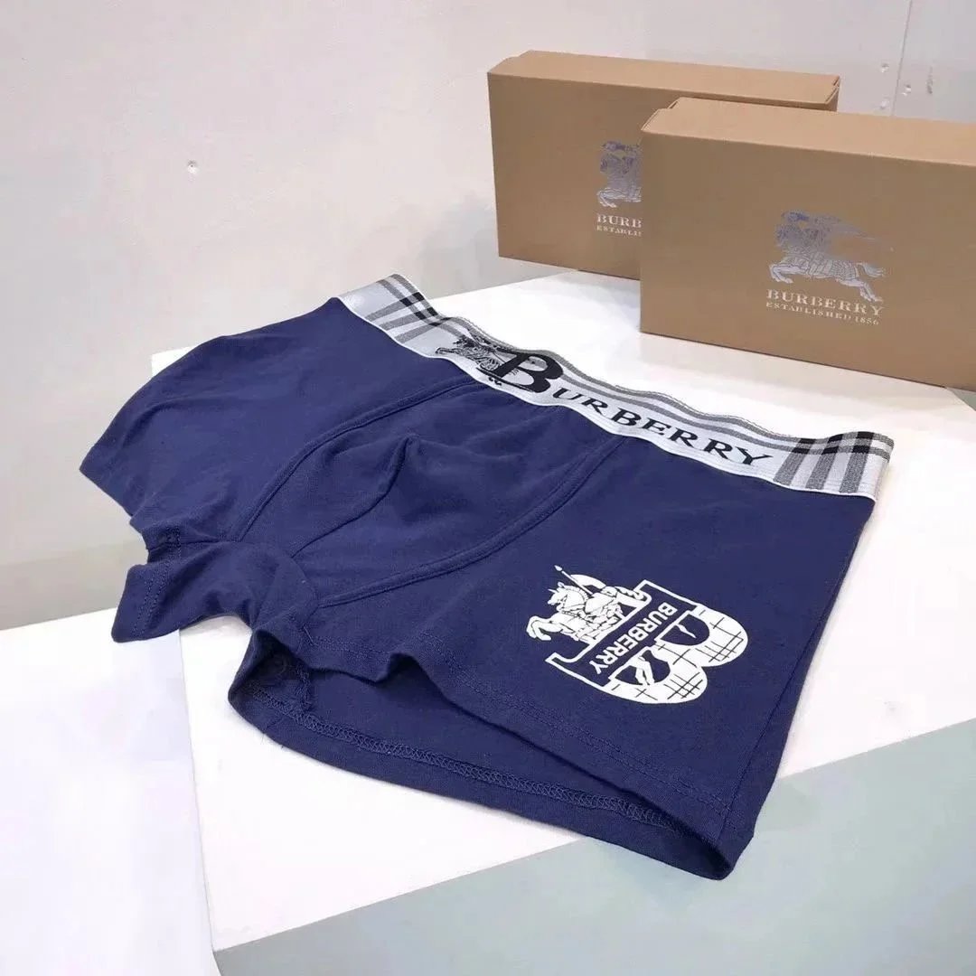 Burberry Classic Navy Gray Black Logo Waistband Boxer Briefs
