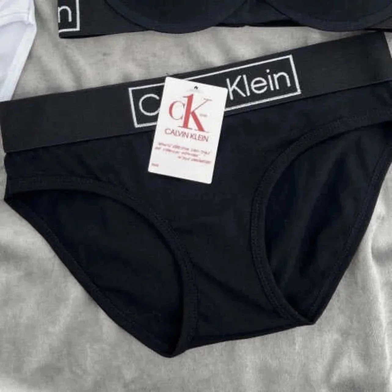 Calvin Klein Black Logo Band Bralette And Brief Set