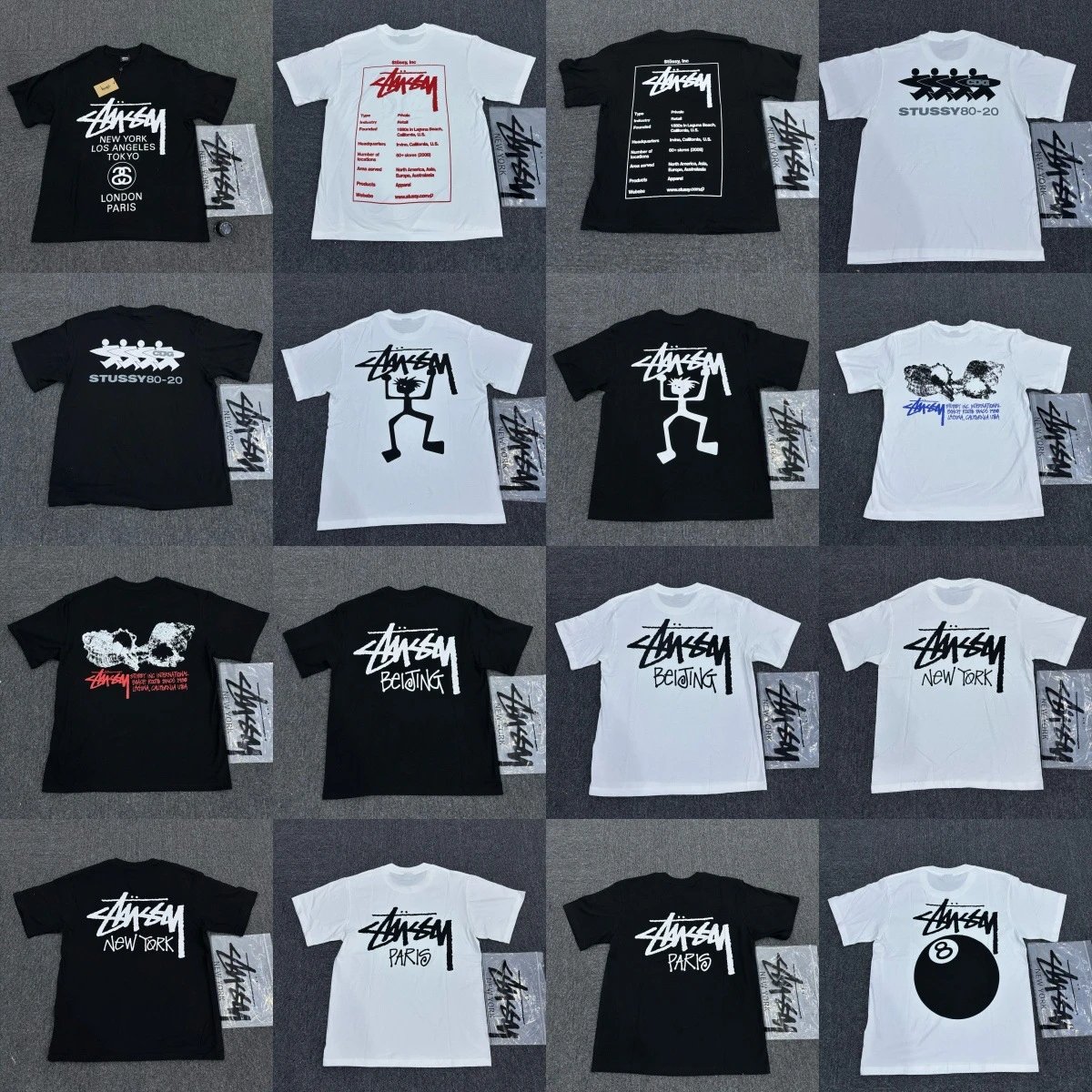Stussy Graphic Print Black White Streetwear T-Shirt